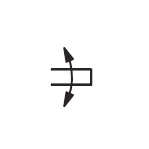 Rotary shaft in both directions symbol